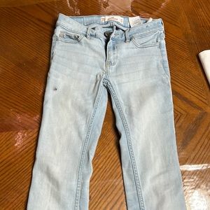 low rise light blue jeans